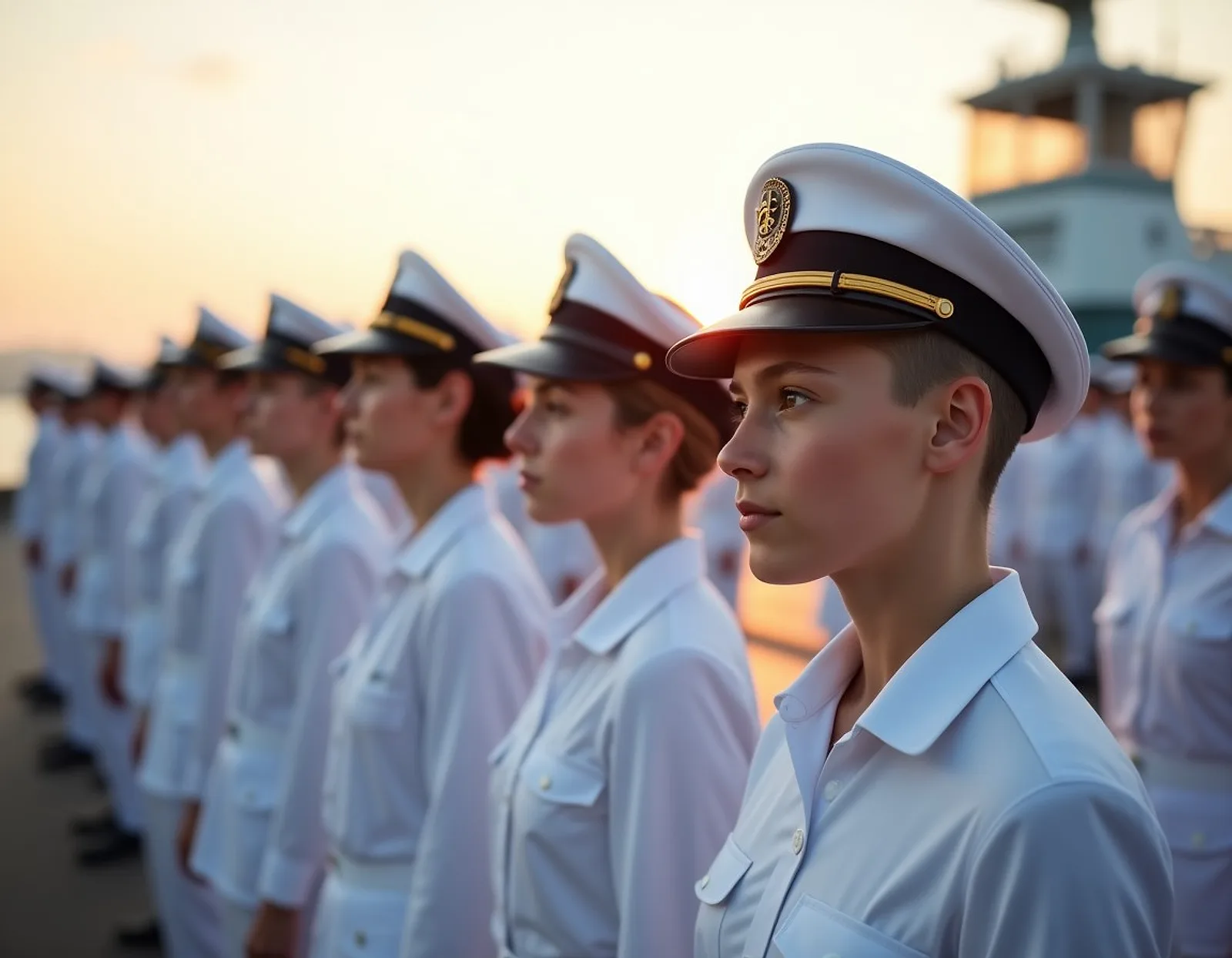 Cadets in white uniforms